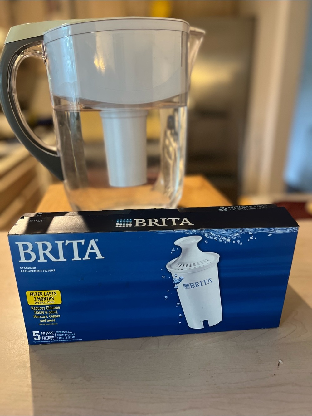 Brita Water Pitcher with an Unopened Box of 5 Replacement Filters BUNDLE!